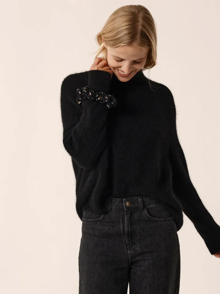 Des Petits Hauts Bergamote Long Sweater in Black