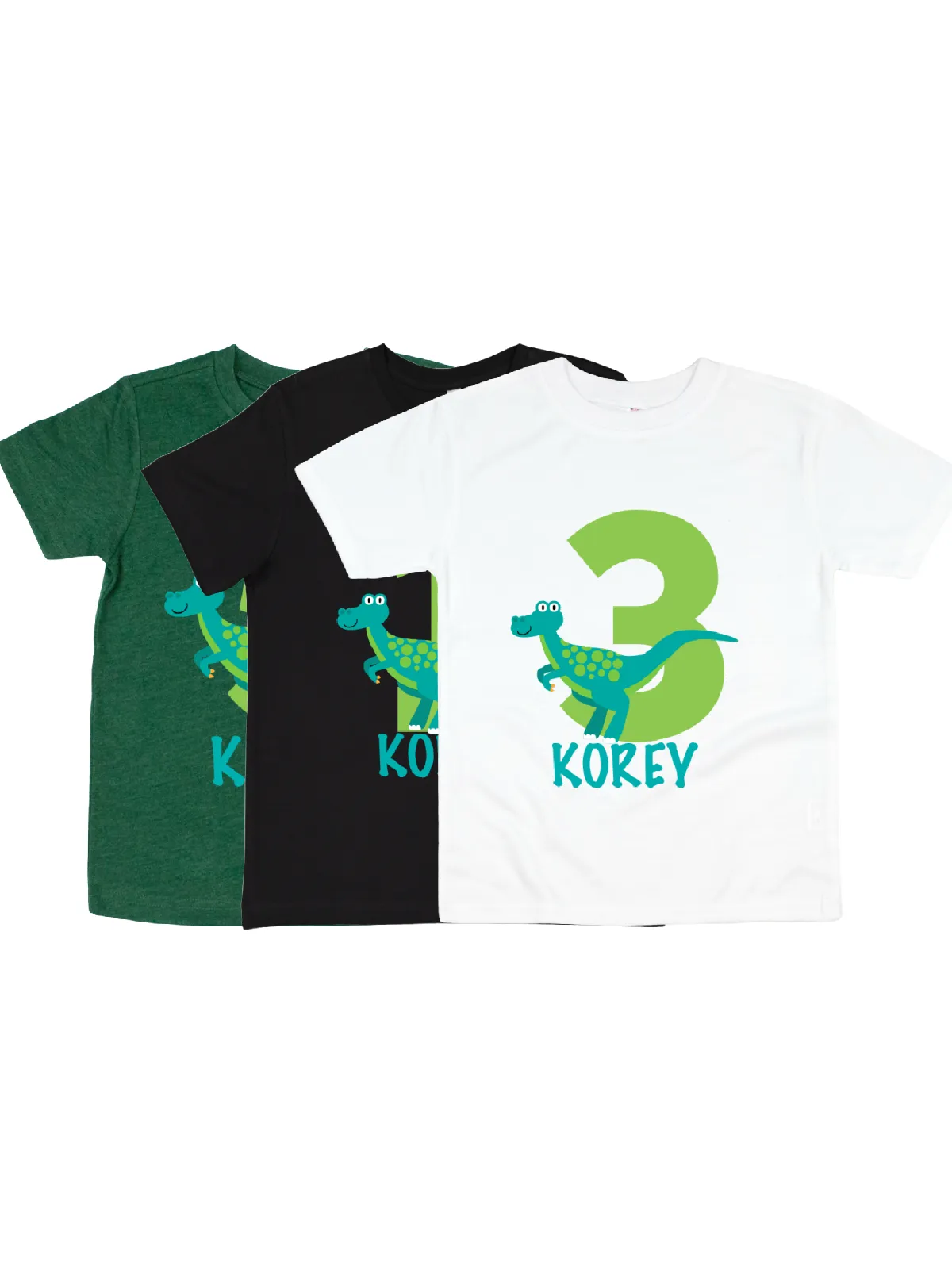 Dinosaur Kids Birthday Shirt - Black, Green, & White