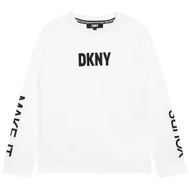 DKNY Junior Boys White Long Sleeve T-Shirt _D55007-10P