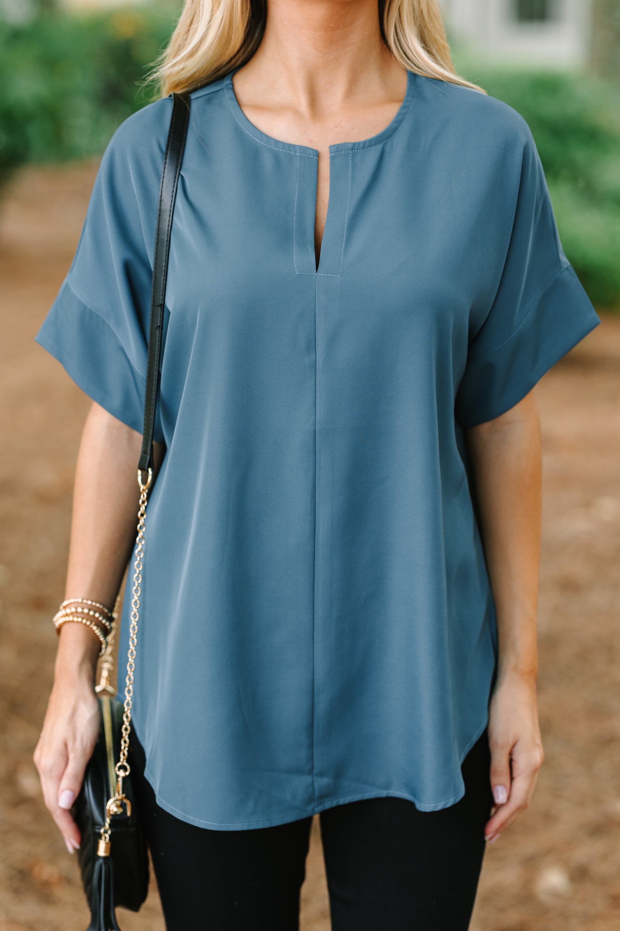 Don't Let Me Down Deep Green V-Neck Top