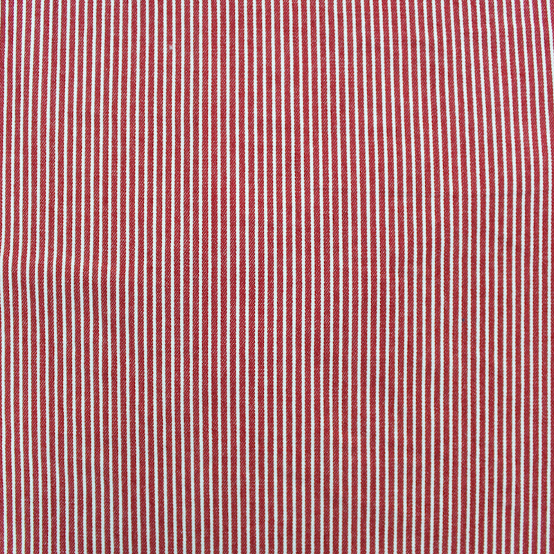 Dressmaking Cotton Denim Hickory Stripe - Red and White