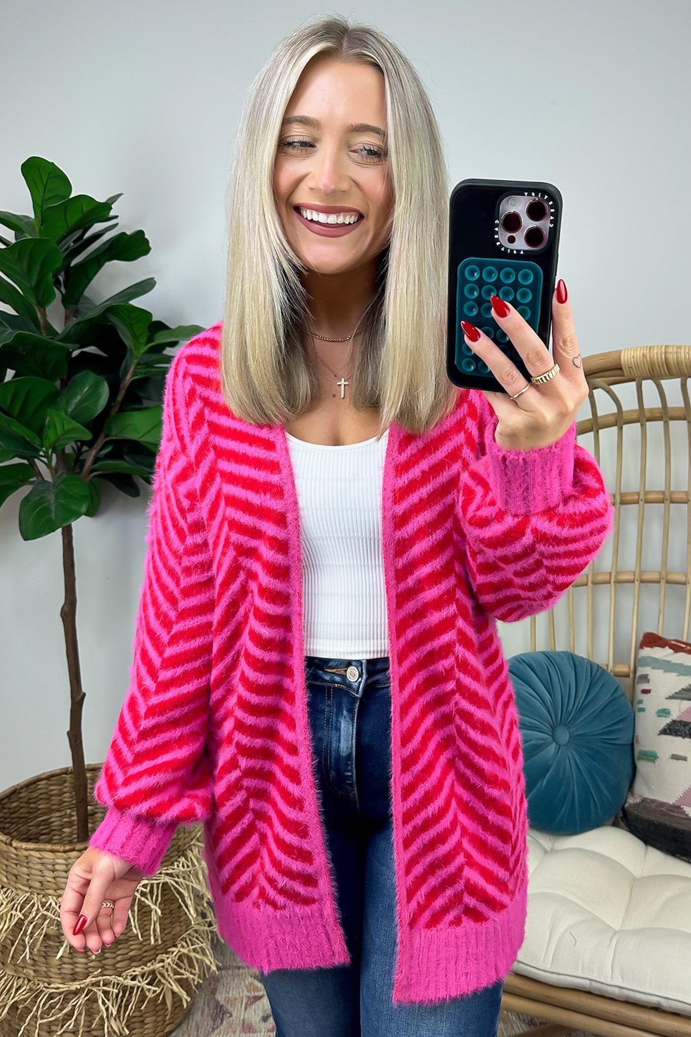 Elainia Fuzzy Knit Cardigan - FINAL SALE