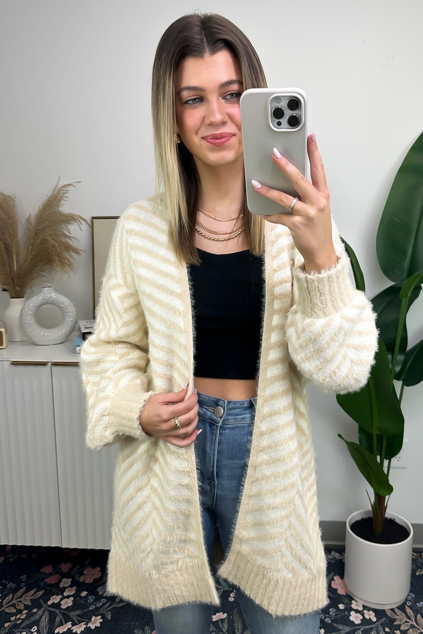 Elainia Fuzzy Knit Cardigan - FINAL SALE