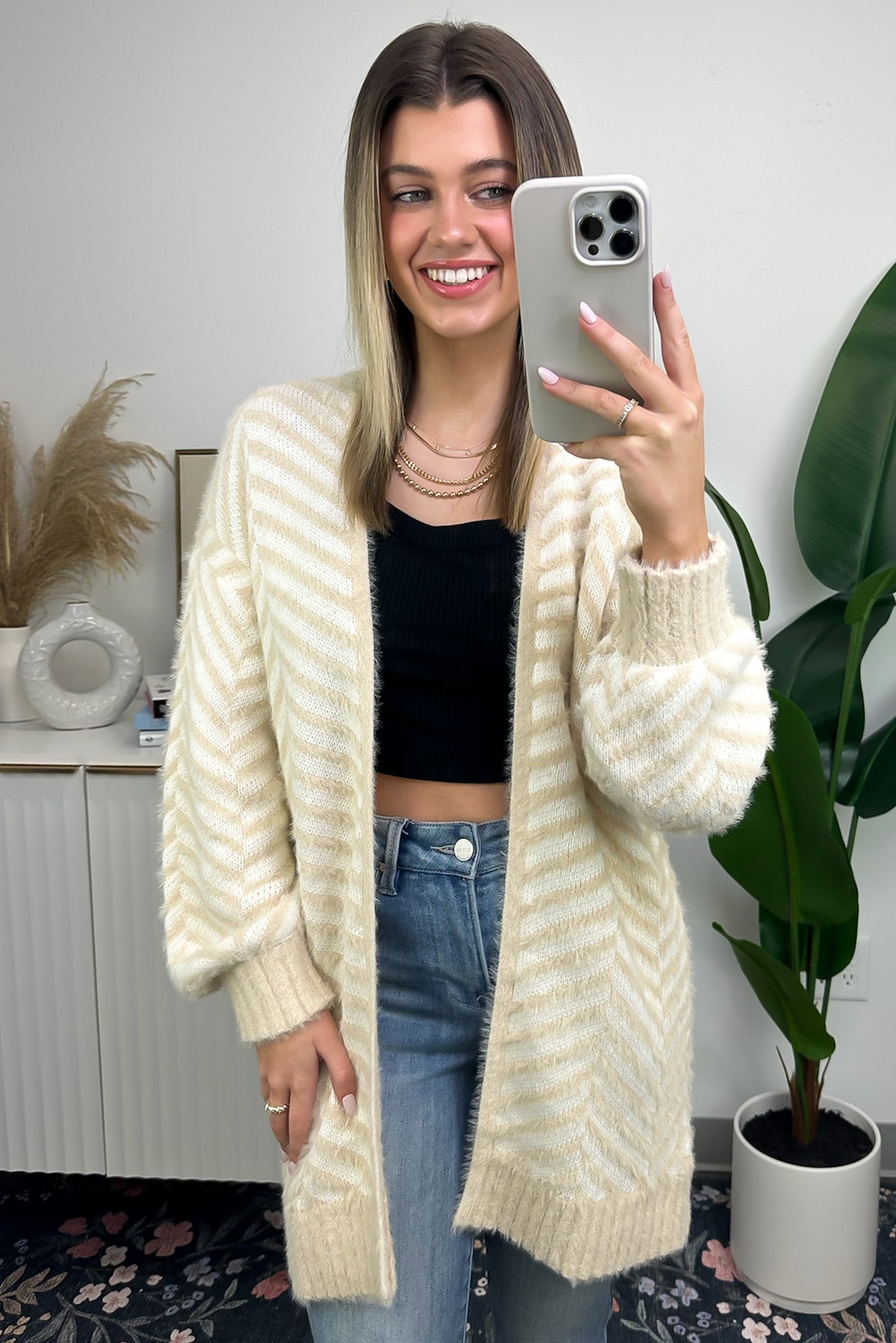 Elainia Fuzzy Knit Cardigan - FINAL SALE