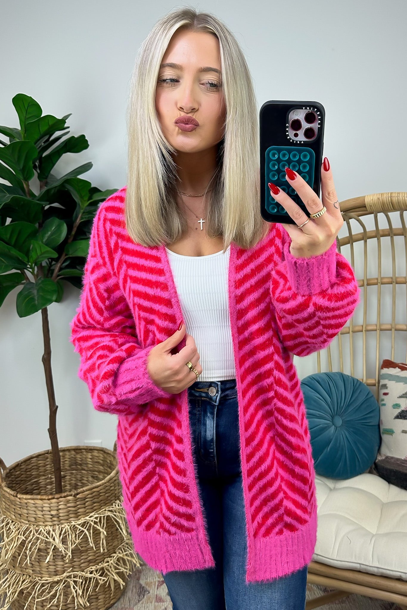 Elainia Fuzzy Knit Cardigan - FINAL SALE