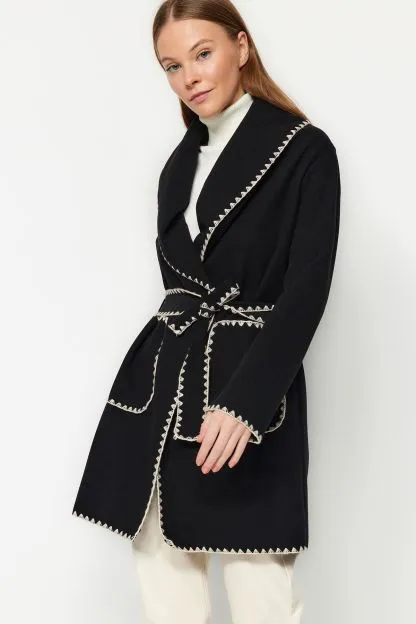 Embroidery Detailed Long Coat