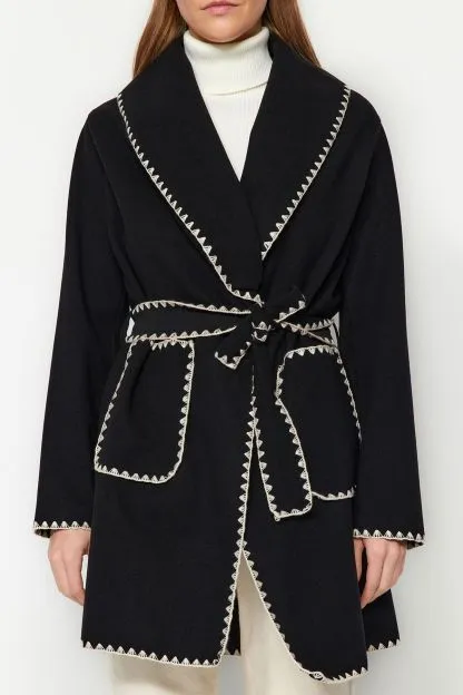 Embroidery Detailed Long Coat