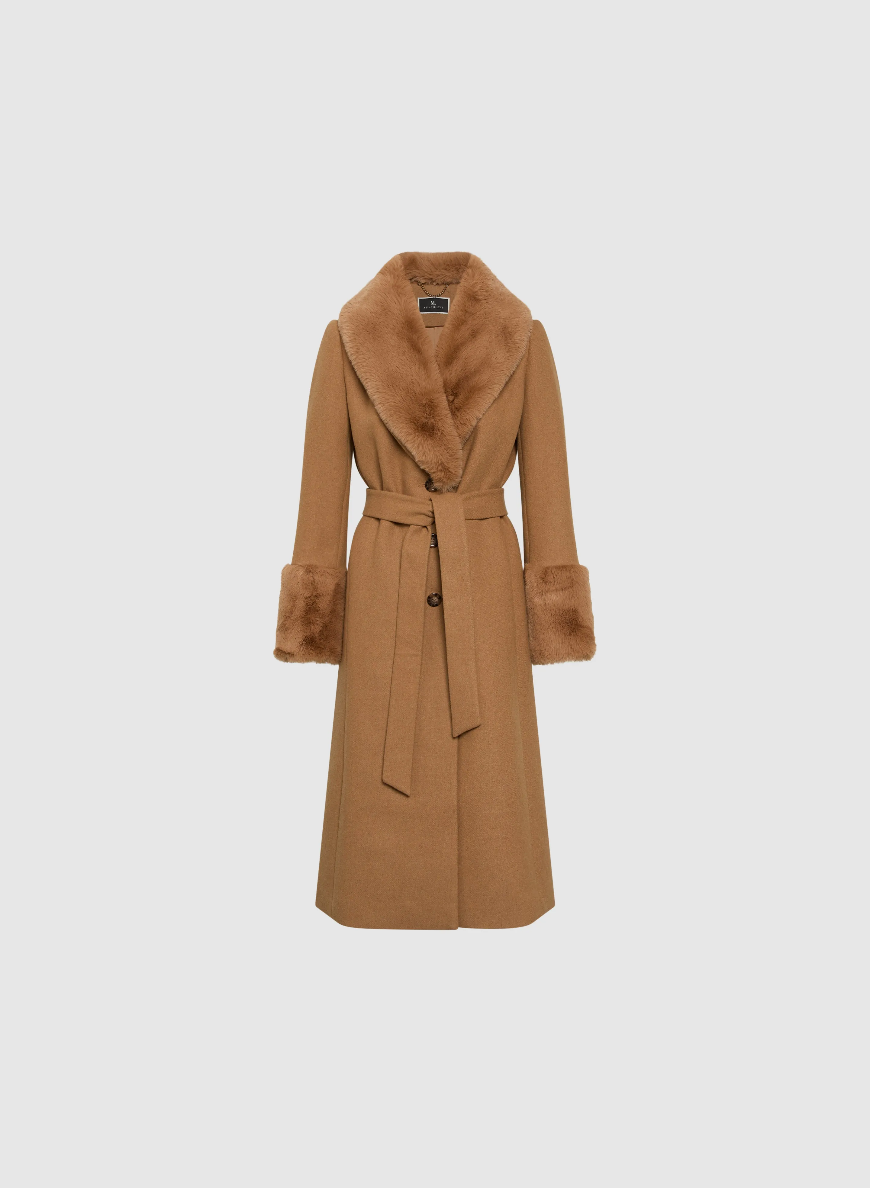 Faux Furr Detail Trench Coat