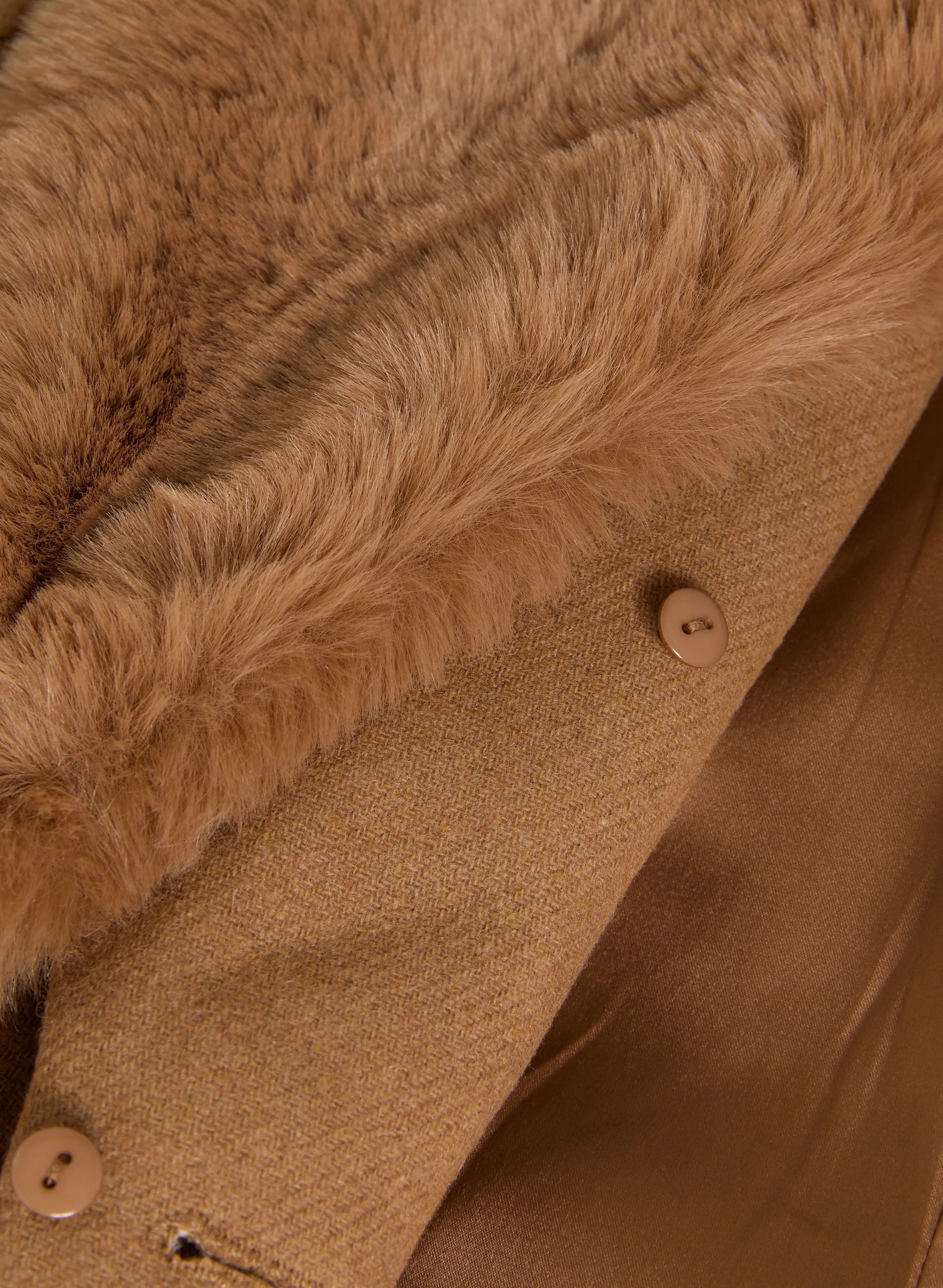 Faux Furr Detail Trench Coat