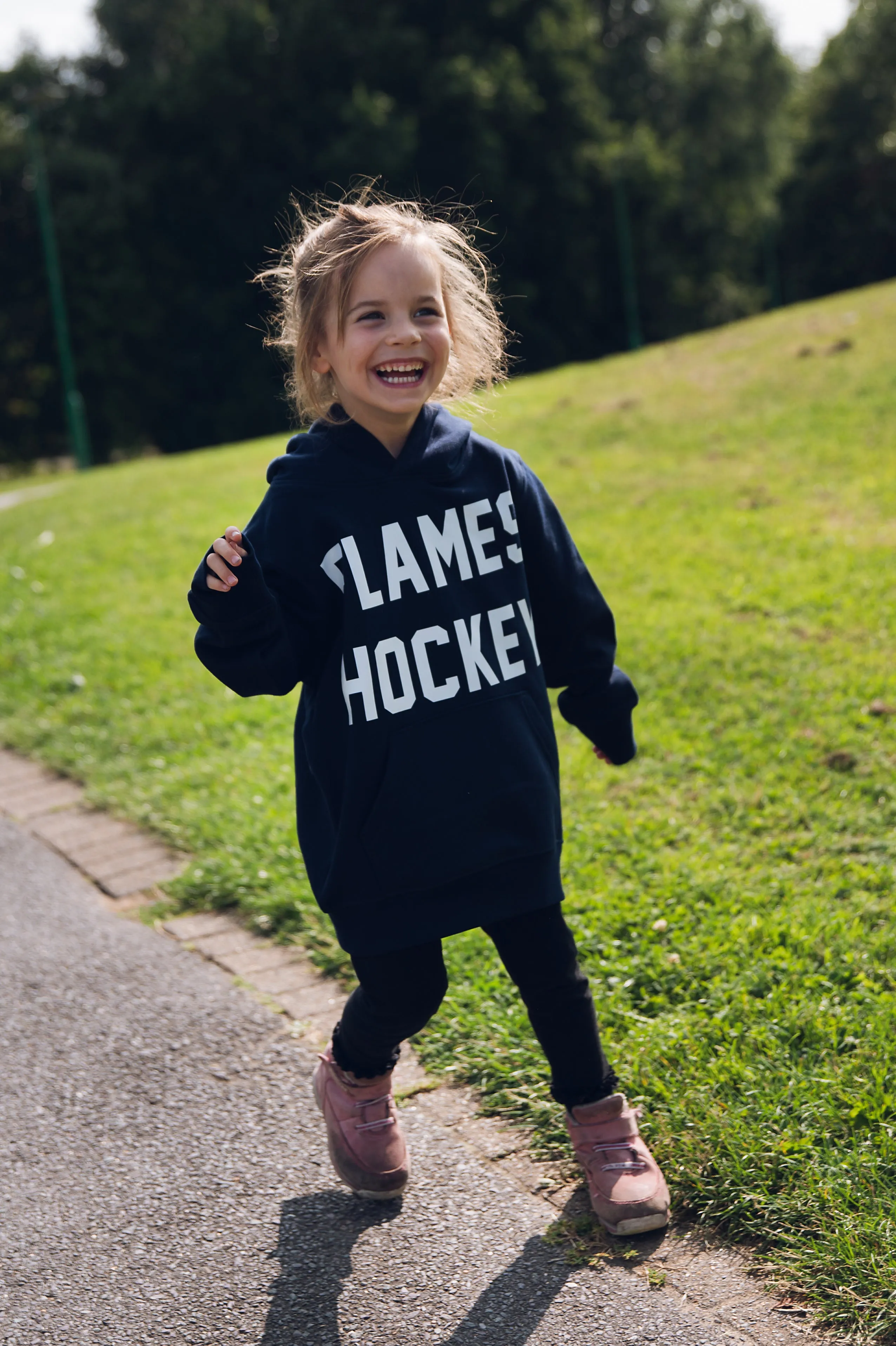 Flames Junior Hockey Hoodie Navy