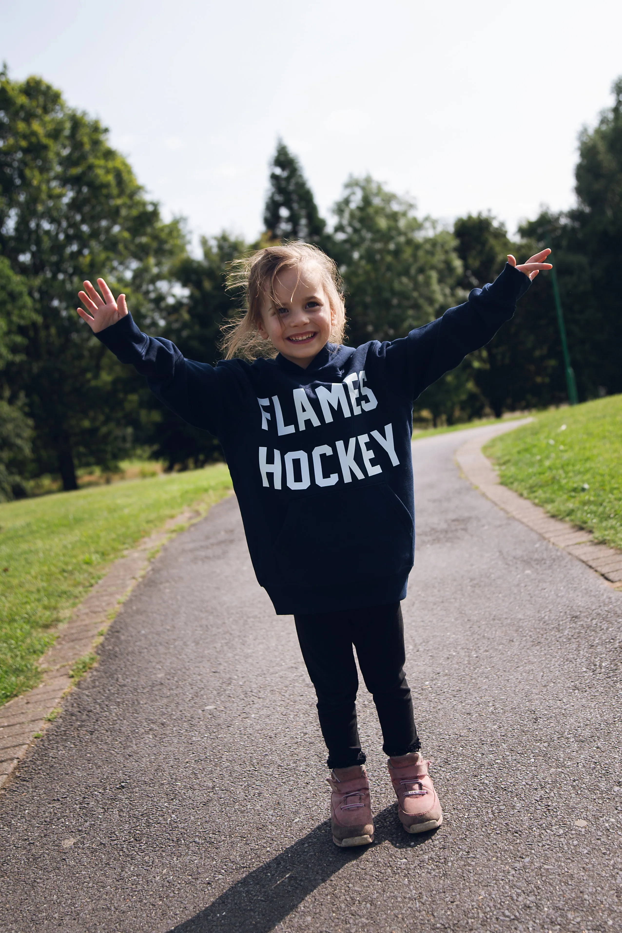 Flames Junior Hockey Hoodie Navy