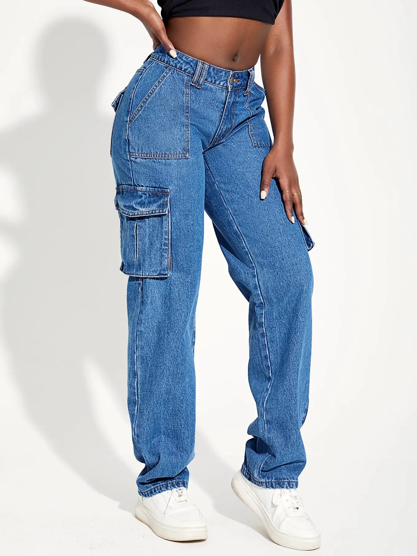 Flap Pocket Side Cargo Jeans