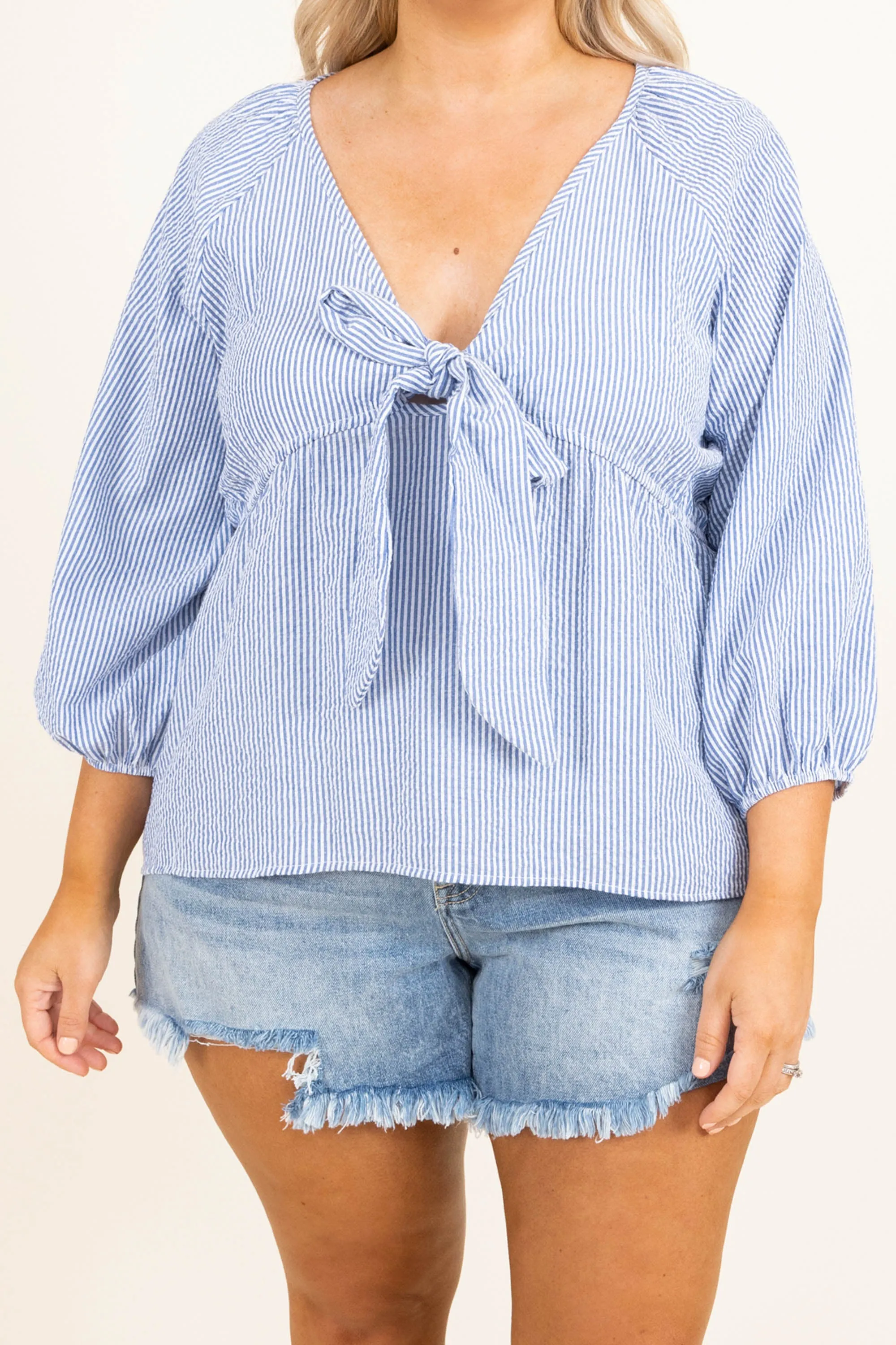 Forever Me Top, Denim-Ivory