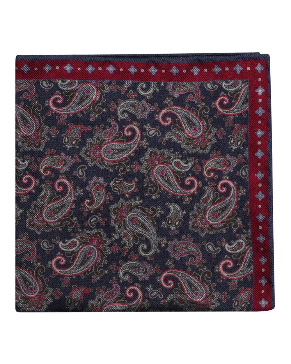 Fusia and Blue Paisley and Polka Dot Reversible Silk Pocket Square