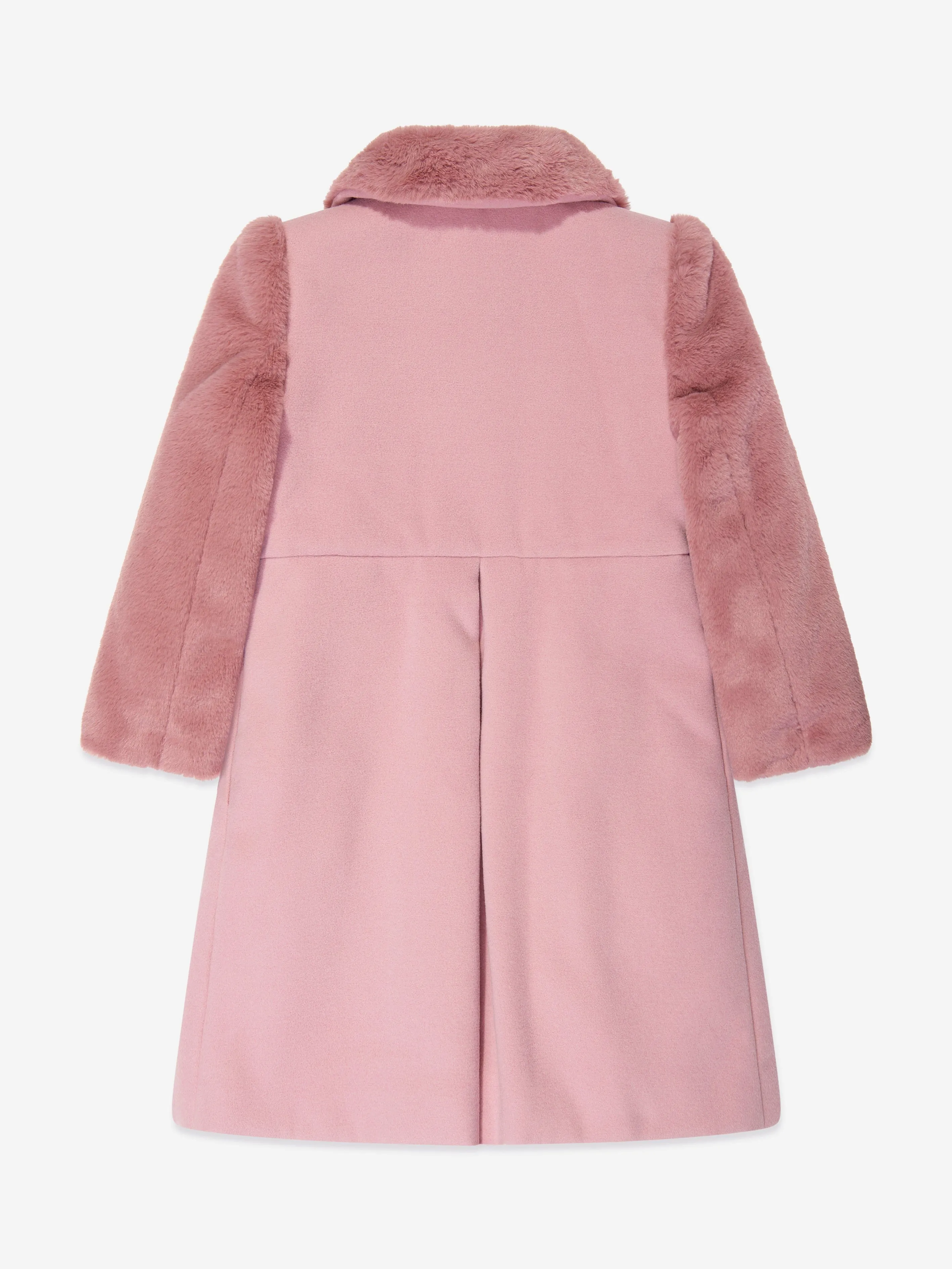 Girls Felted and Faux Fur Coat in Pink