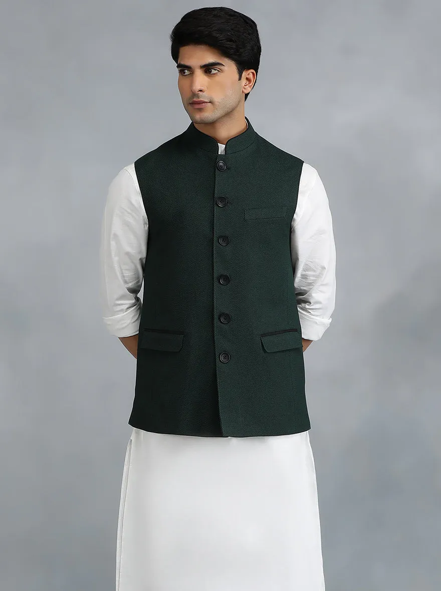 Green Solid Regular Fit Modi Jacket | JadeBlue