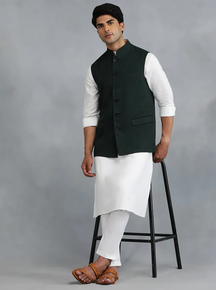 Green Solid Regular Fit Modi Jacket | JadeBlue