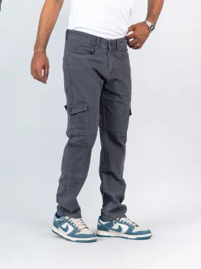 Grey Baggy-Fit Cargo Denim Jeans