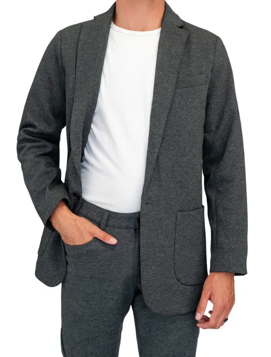 Grey Casual Knit Blazer