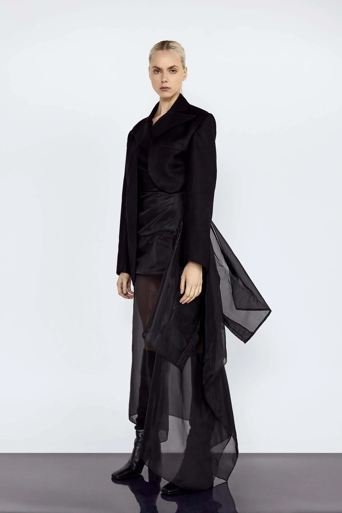 Hers Black Asymmetric Jacket with Wrap-Around Front