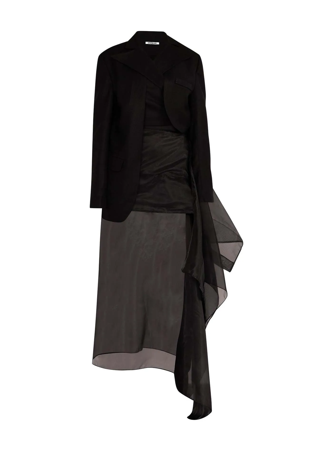 Hers Black Asymmetric Jacket with Wrap-Around Front