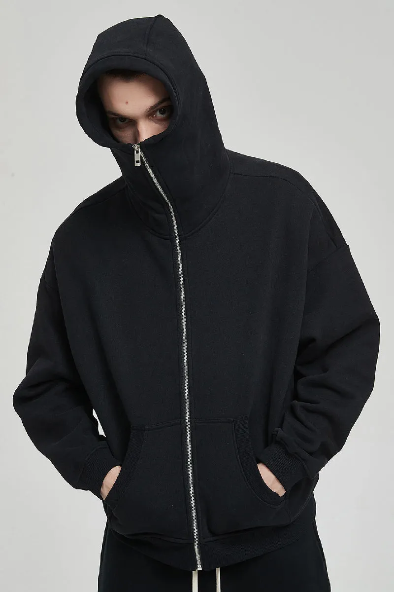 High Collar Zip-Up Hoodie