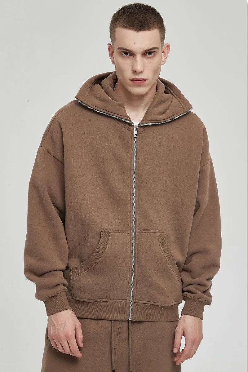 High Collar Zip-Up Hoodie