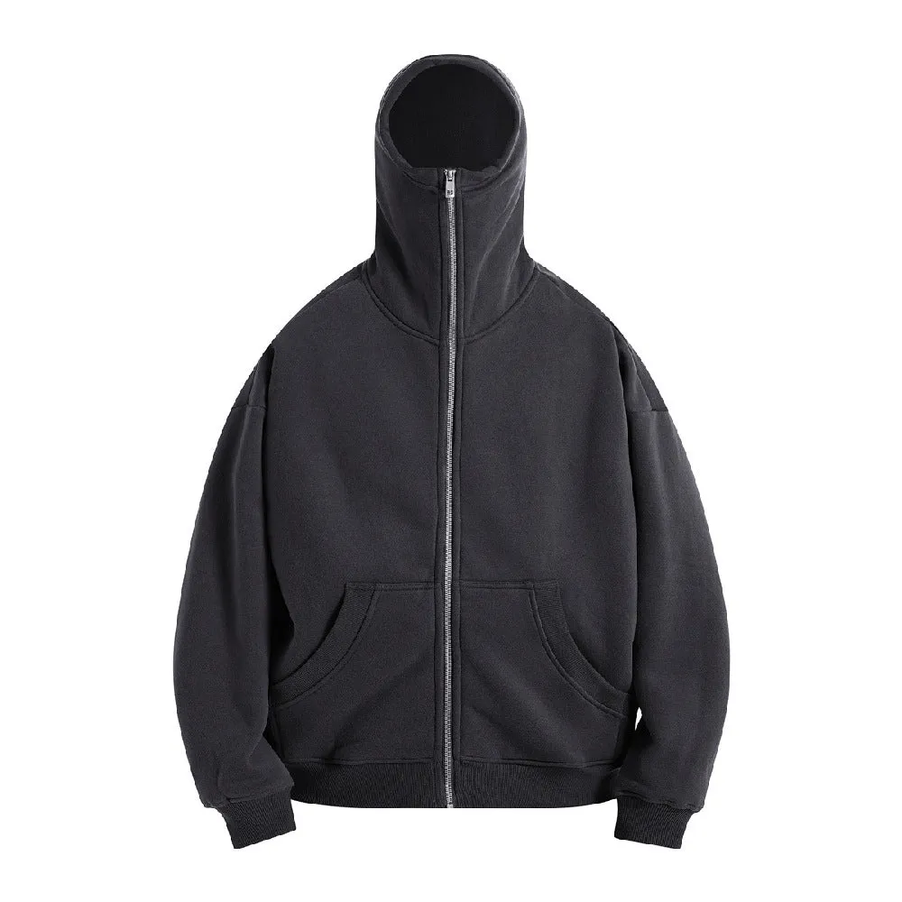 High Collar Zip-Up Hoodie