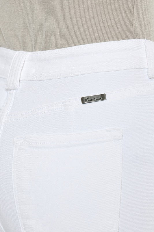 HIGH RISE WHITE FLARE JEANS-KC7410WT