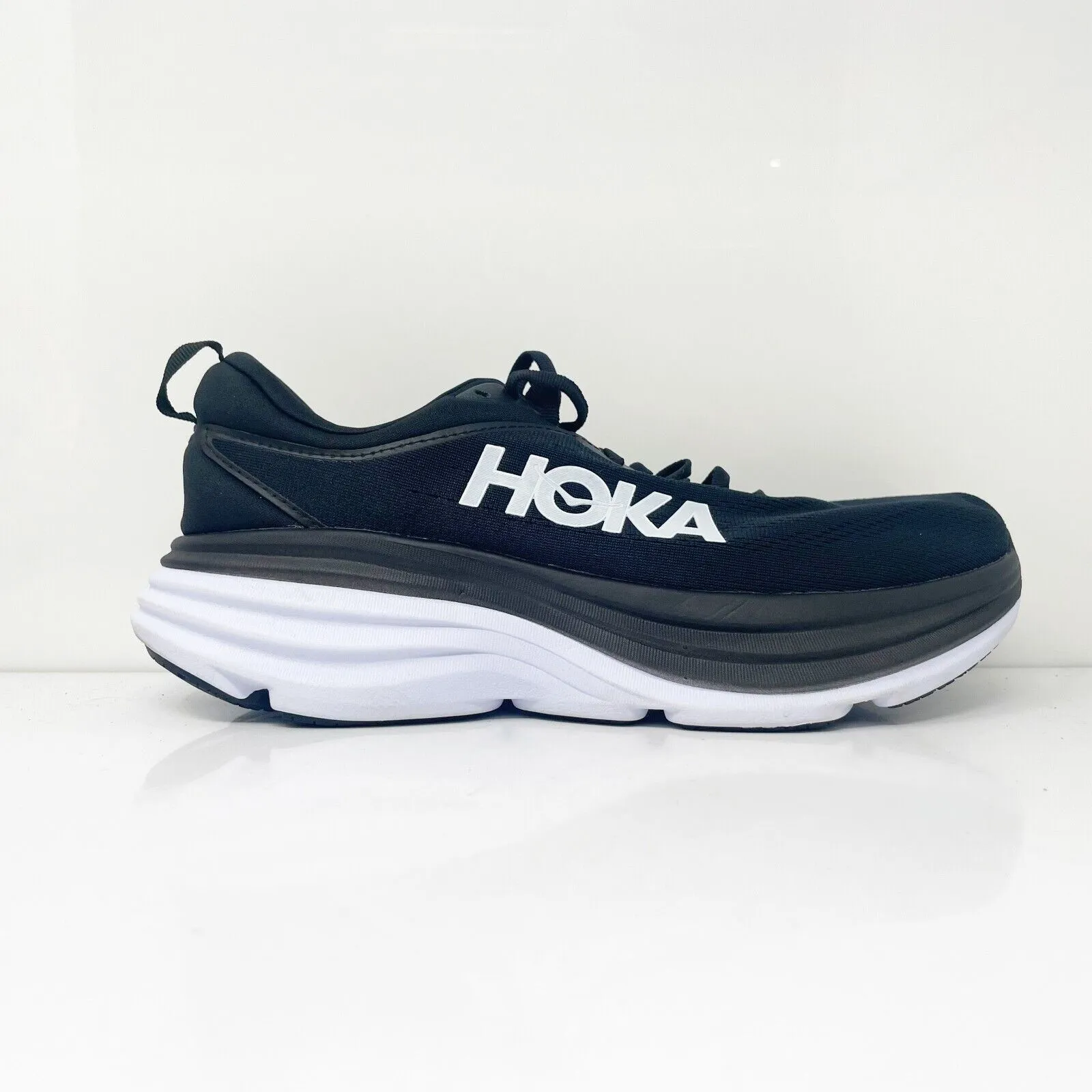 Hoka One One Mens Bondi 8 1127955 BWHT Black Running Shoes Sneakers Size 9.5 4E