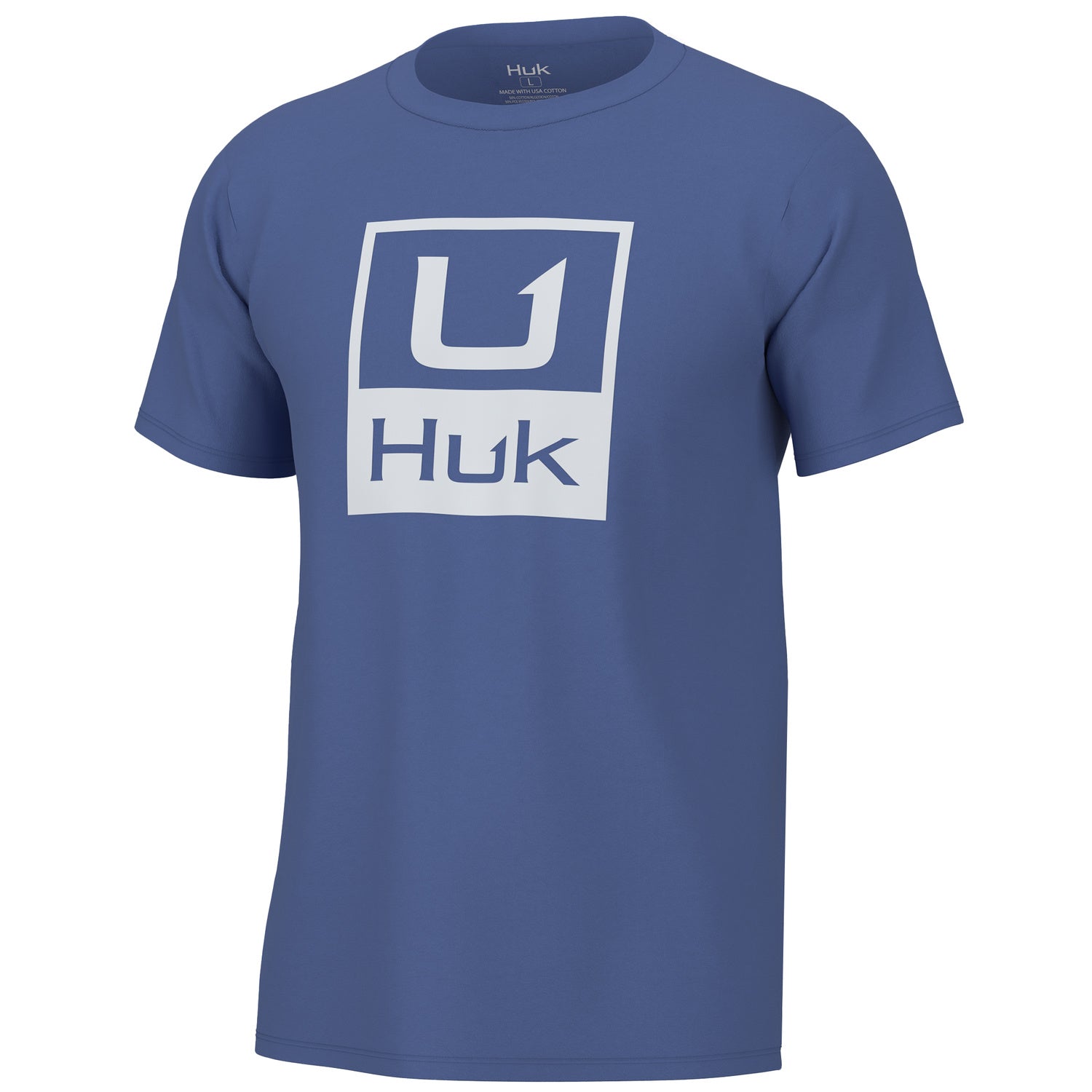 'Huk' Men's Stacked Logo Tee - Wedgewood