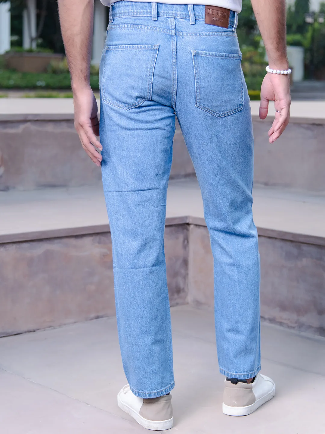 Ice Blue Knee cut Mens Jeans