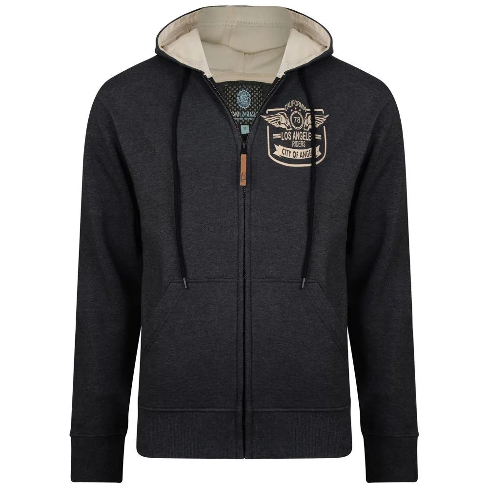 KAM Full Zip LA Riders Hoody in Charcoal Grey