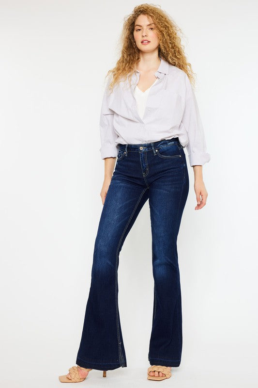 KanCan Mid Rise Hem Detail Flare