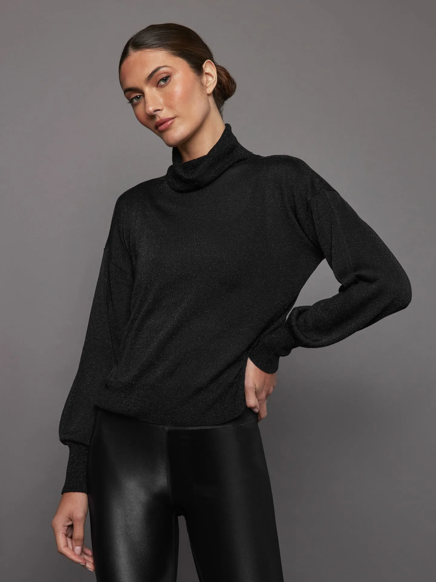 Kate Mock Neck Pullover - Black