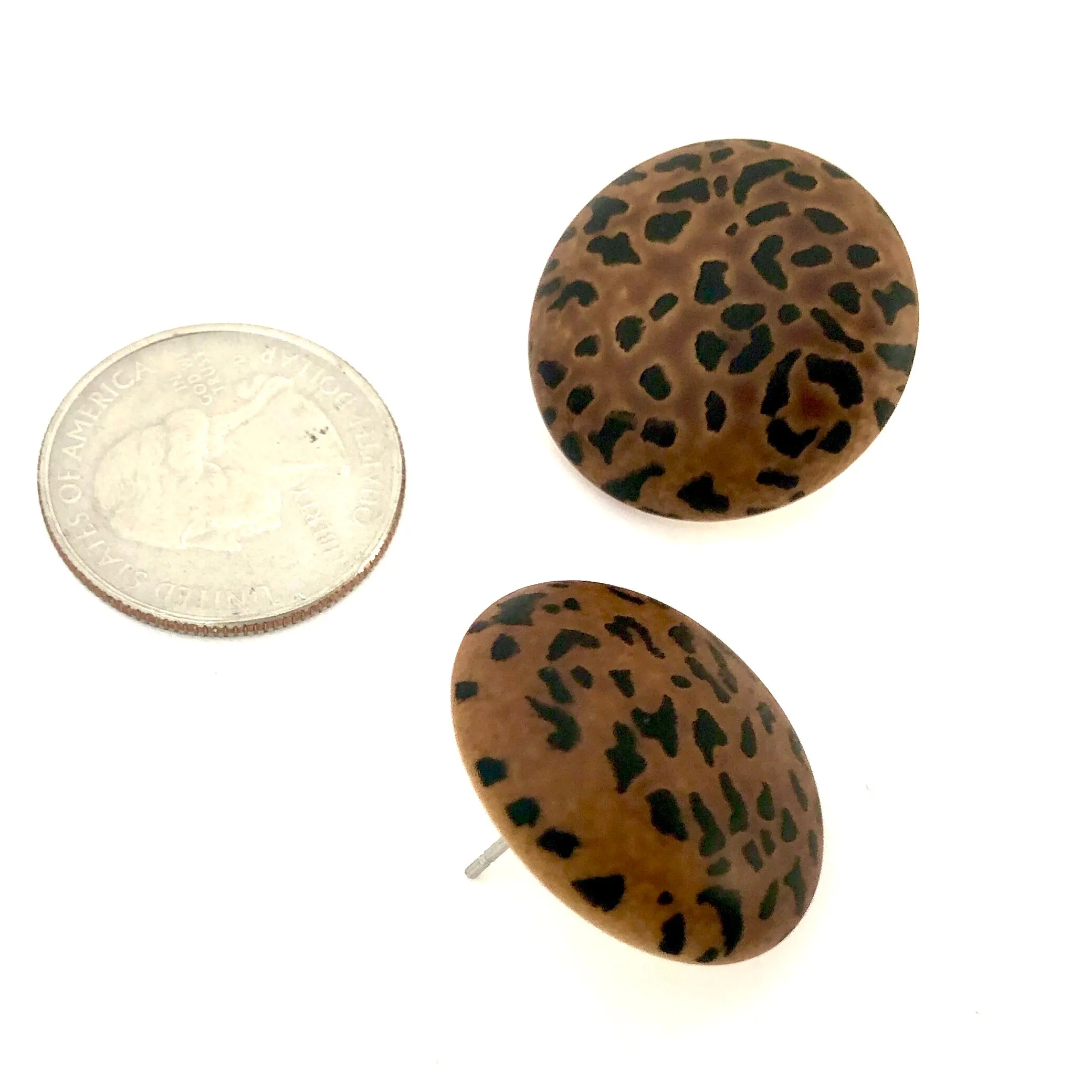 Leopard Print Retro Button Stud Earrings