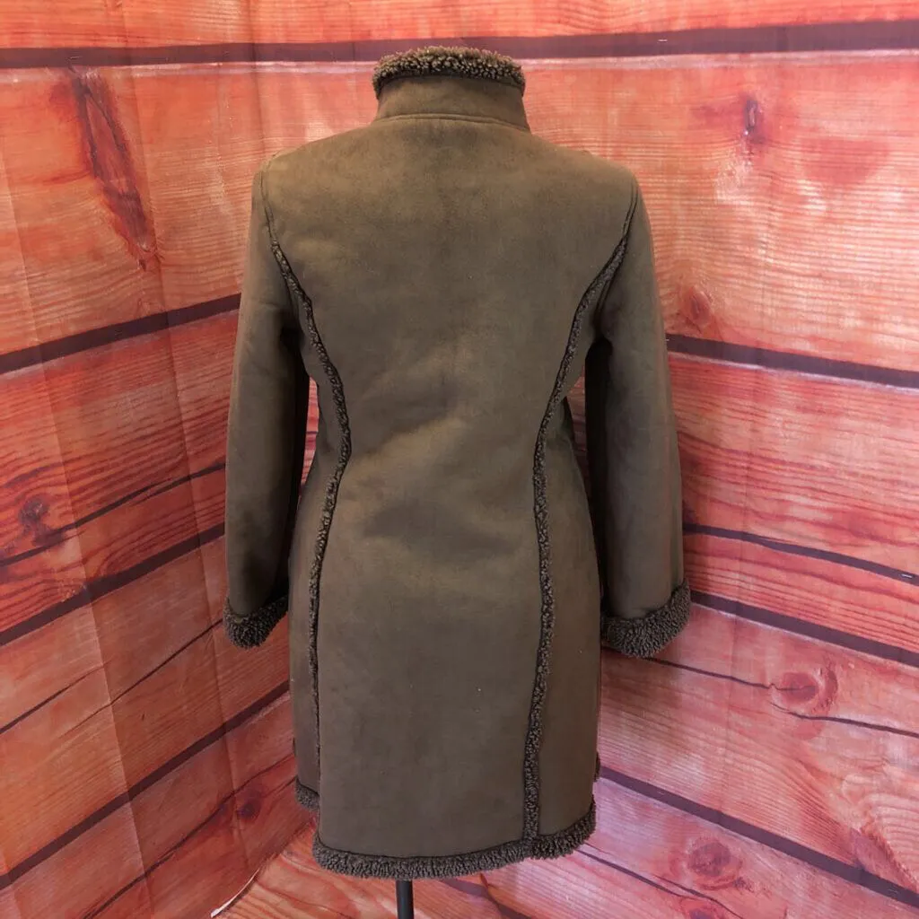 LL BEAN BROWN MF FAUX FUR COAT SZ LG TCC