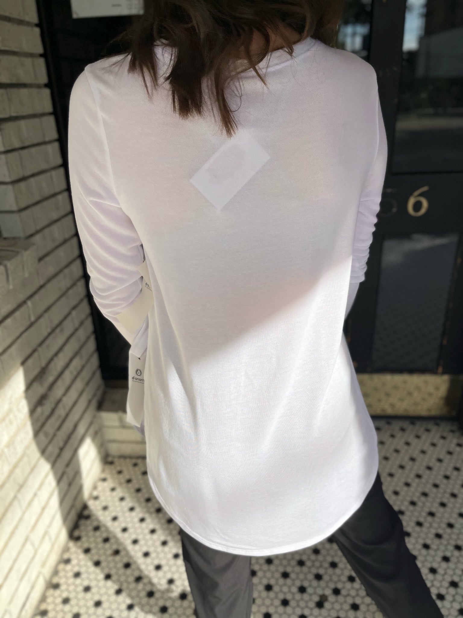 Long Sleeve Flow Top with Side Slit- White