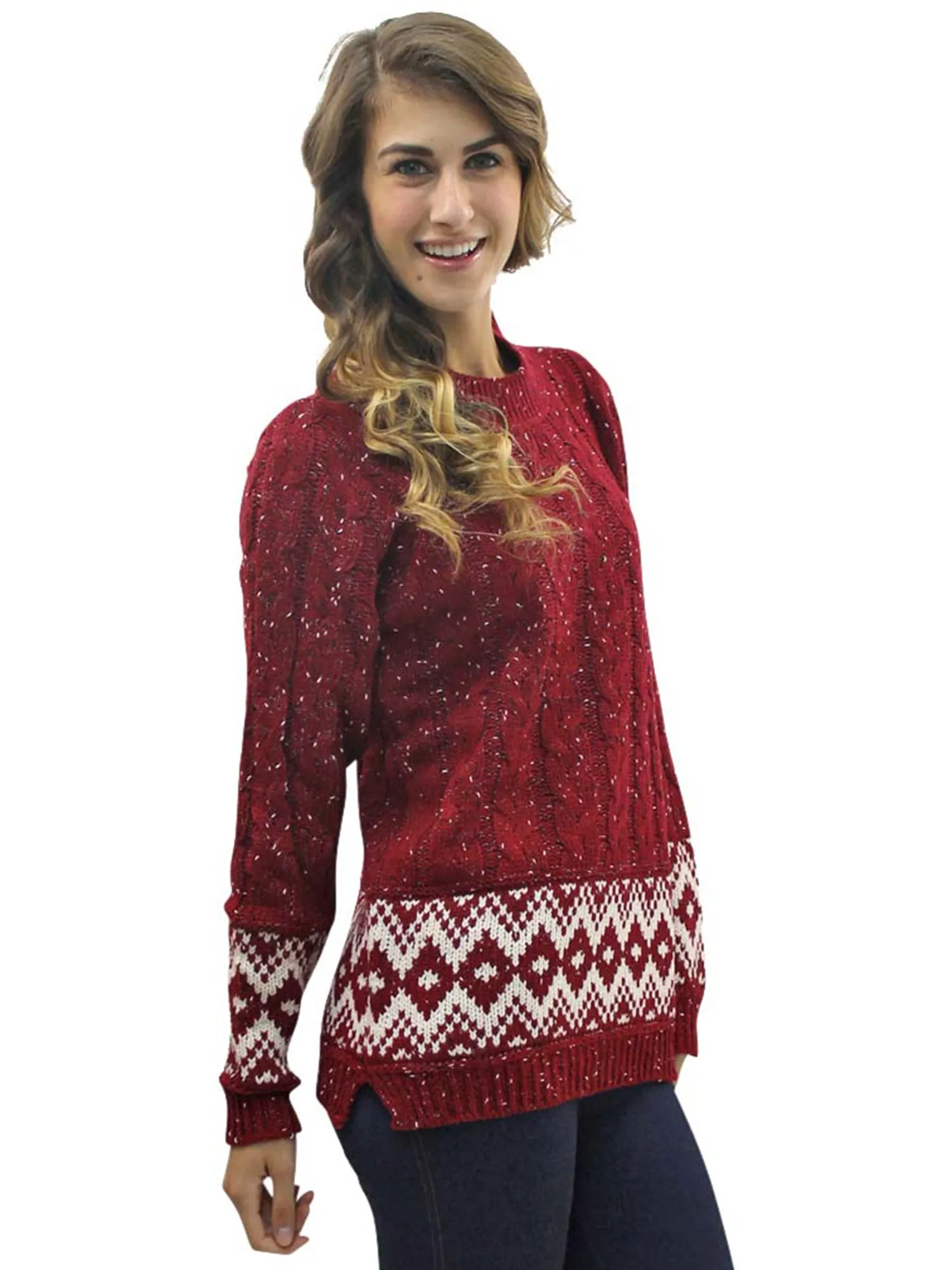 Marled Cable Knit Long Sleeve Sweater