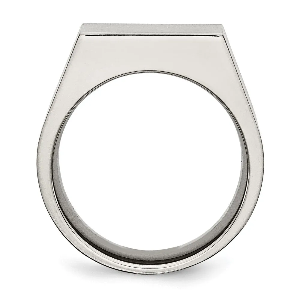 Men's 10mm Titanium Brushed & Polished Tapered Fit Signet Ring