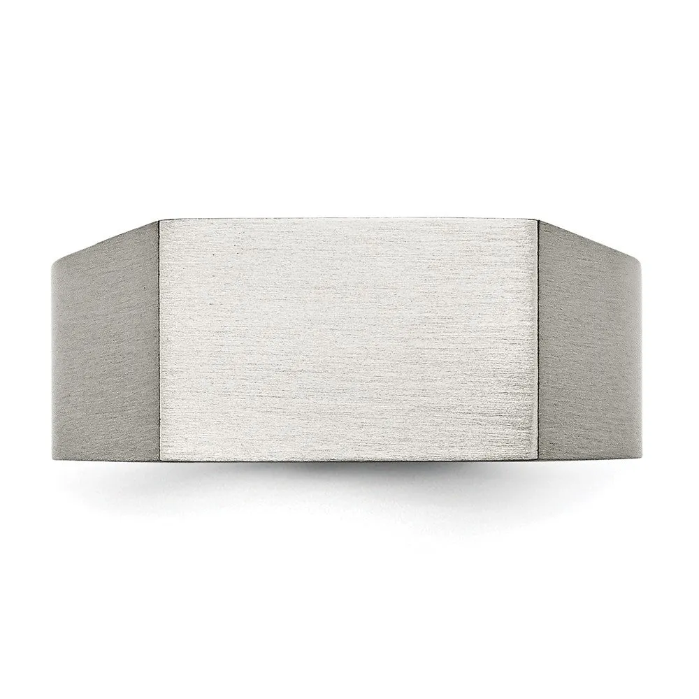 Men's 10mm Titanium Brushed & Polished Tapered Fit Signet Ring