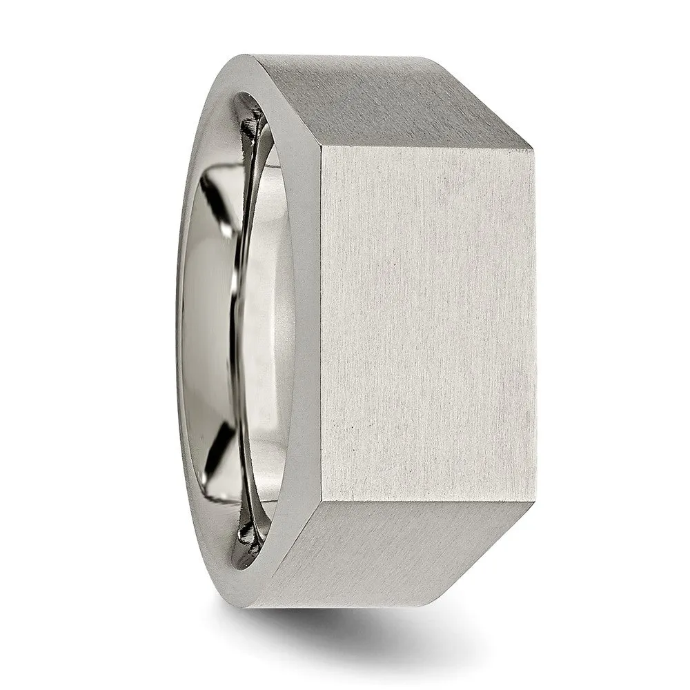 Men's 10mm Titanium Brushed & Polished Tapered Fit Signet Ring