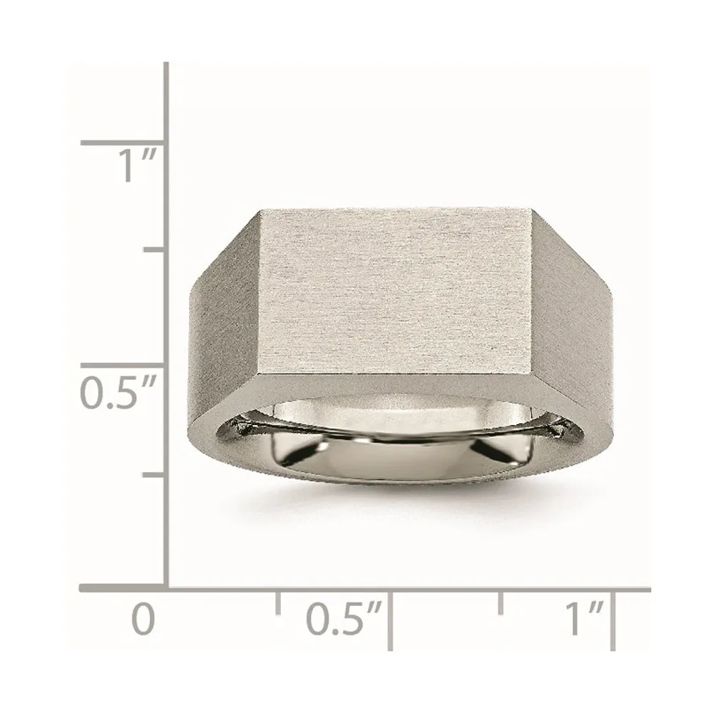 Men's 10mm Titanium Brushed & Polished Tapered Fit Signet Ring