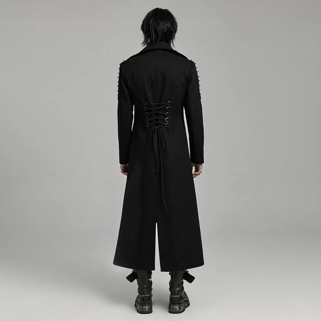 Men's Punk Turn-down Collar Studded Coat