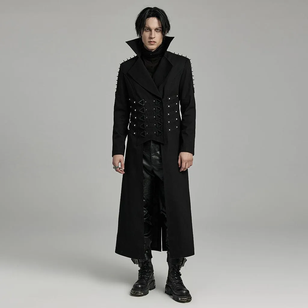 Men's Punk Turn-down Collar Studded Coat