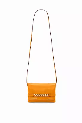 Mini Chain Pouch With Long Strap In Mandarin Leather