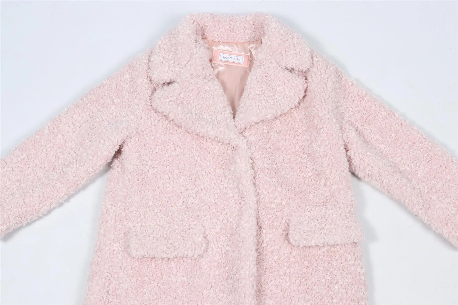 MONNALISA PINK KIDS GIRLS FAUX SHEARLING COAT 8 YEARS