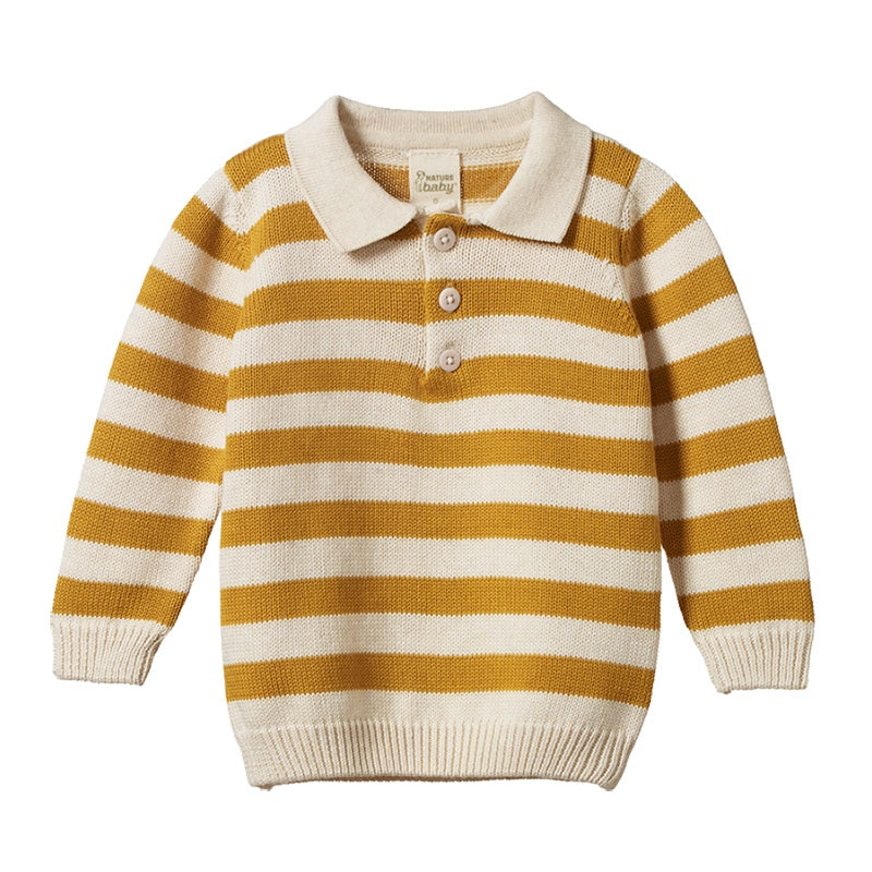 Nature Baby Grandpa Jumper - Bold Stripe Yellow