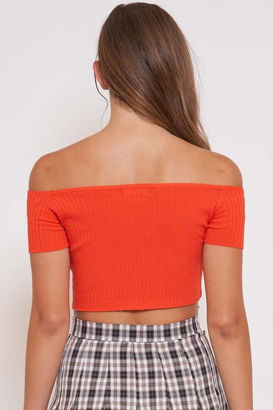 Off Shoulder Knit Crop Top