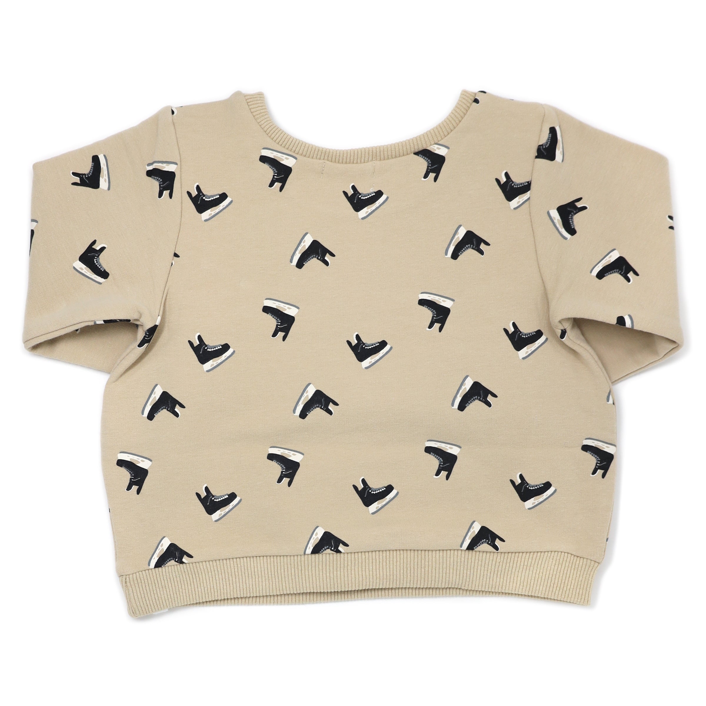 oh baby! Brooklyn Boxy Sweatshirt -Hockey Skate Print - Oat